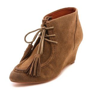 Rebecca Minkoff Women's Mia Lace Up Suede Wedge Booties Size 7.5 - LIKE NEW